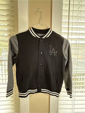 LA Logo Black & Gray Kids Varsity Jacket